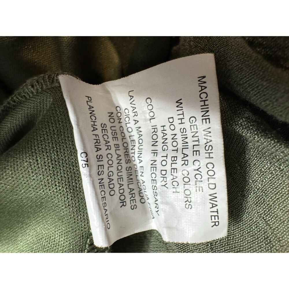 Luxology Olive Green Ruffle‑Neck Maxi Dress – Size L – Boho Button‑Front - Picture 3 of 5